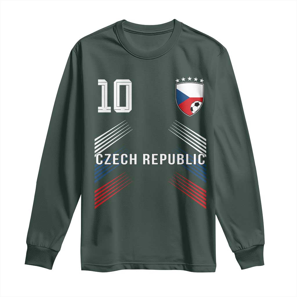 Czech Republic Soccer Sports Graphic Number 10 Jersey Style Long Sleeve Shirt Proud Czechia Football Fans Game Day Pride TS02 Dark Forest Green Print Your Wear