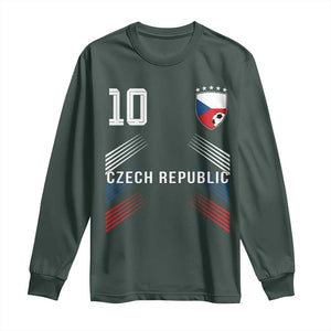 Czech Republic Soccer Sports Graphic Number 10 Jersey Style Long Sleeve Shirt Proud Czechia Football Fans Game Day Pride TS02 Dark Forest Green Print Your Wear