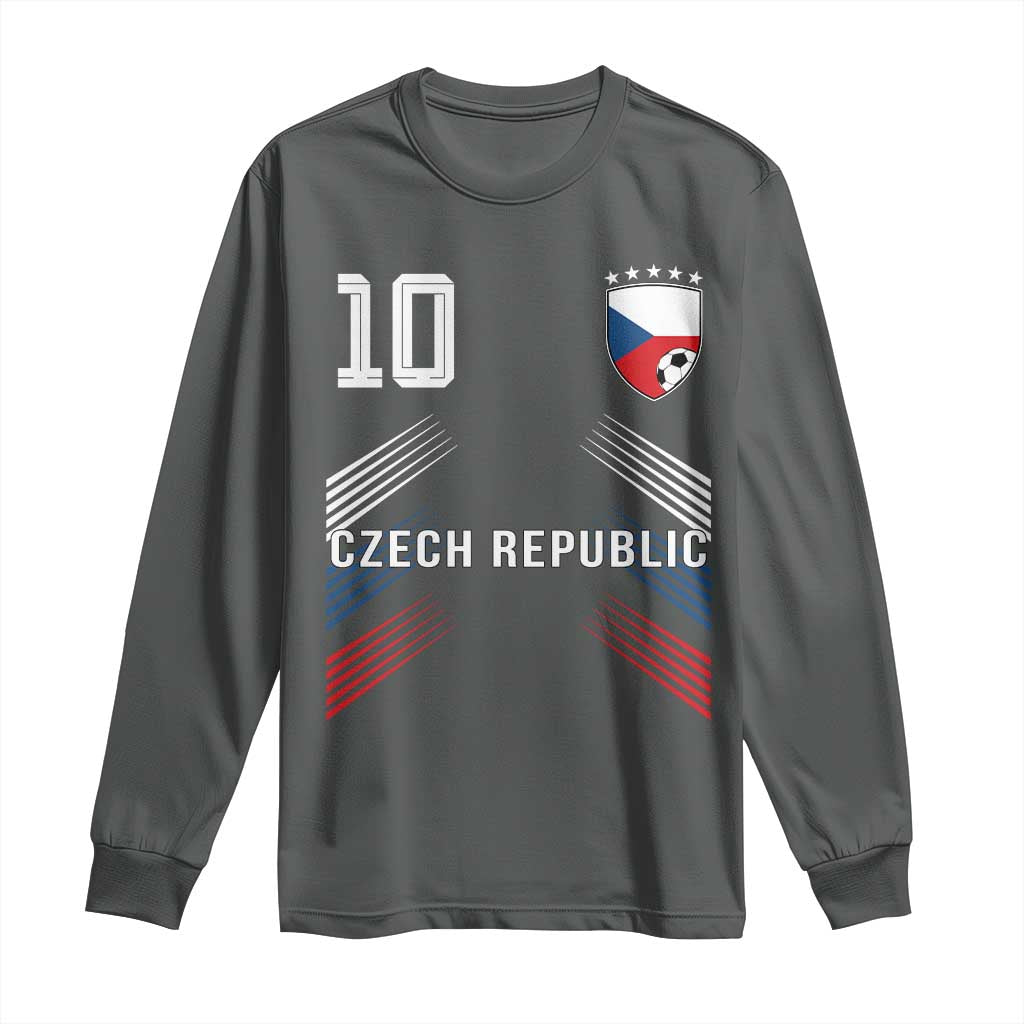 Czech Republic Soccer Sports Graphic Number 10 Jersey Style Long Sleeve Shirt Proud Czechia Football Fans Game Day Pride TS02 Dark Heather Print Your Wear