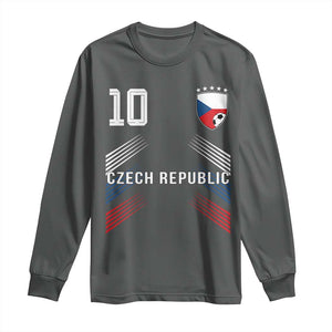 Czech Republic Soccer Sports Graphic Number 10 Jersey Style Long Sleeve Shirt Proud Czechia Football Fans Game Day Pride TS02 Dark Heather Print Your Wear