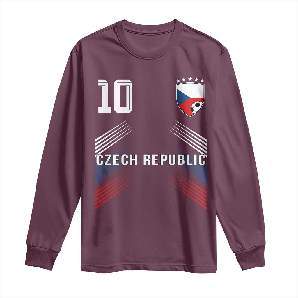 Czech Republic Soccer Sports Graphic Number 10 Jersey Style Long Sleeve Shirt Proud Czechia Football Fans Game Day Pride TS02 Maroon Print Your Wear