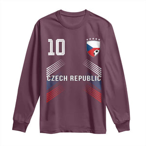 Czech Republic Soccer Sports Graphic Number 10 Jersey Style Long Sleeve Shirt Proud Czechia Football Fans Game Day Pride TS02 Maroon Print Your Wear