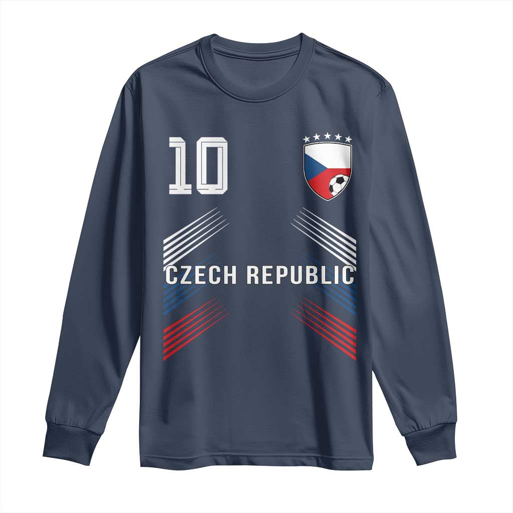 Czech Republic Soccer Sports Graphic Number 10 Jersey Style Long Sleeve Shirt Proud Czechia Football Fans Game Day Pride TS02 Navy Print Your Wear