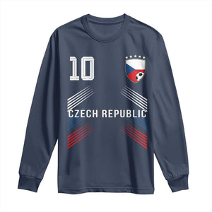 Czech Republic Soccer Sports Graphic Number 10 Jersey Style Long Sleeve Shirt Proud Czechia Football Fans Game Day Pride TS02 Navy Print Your Wear