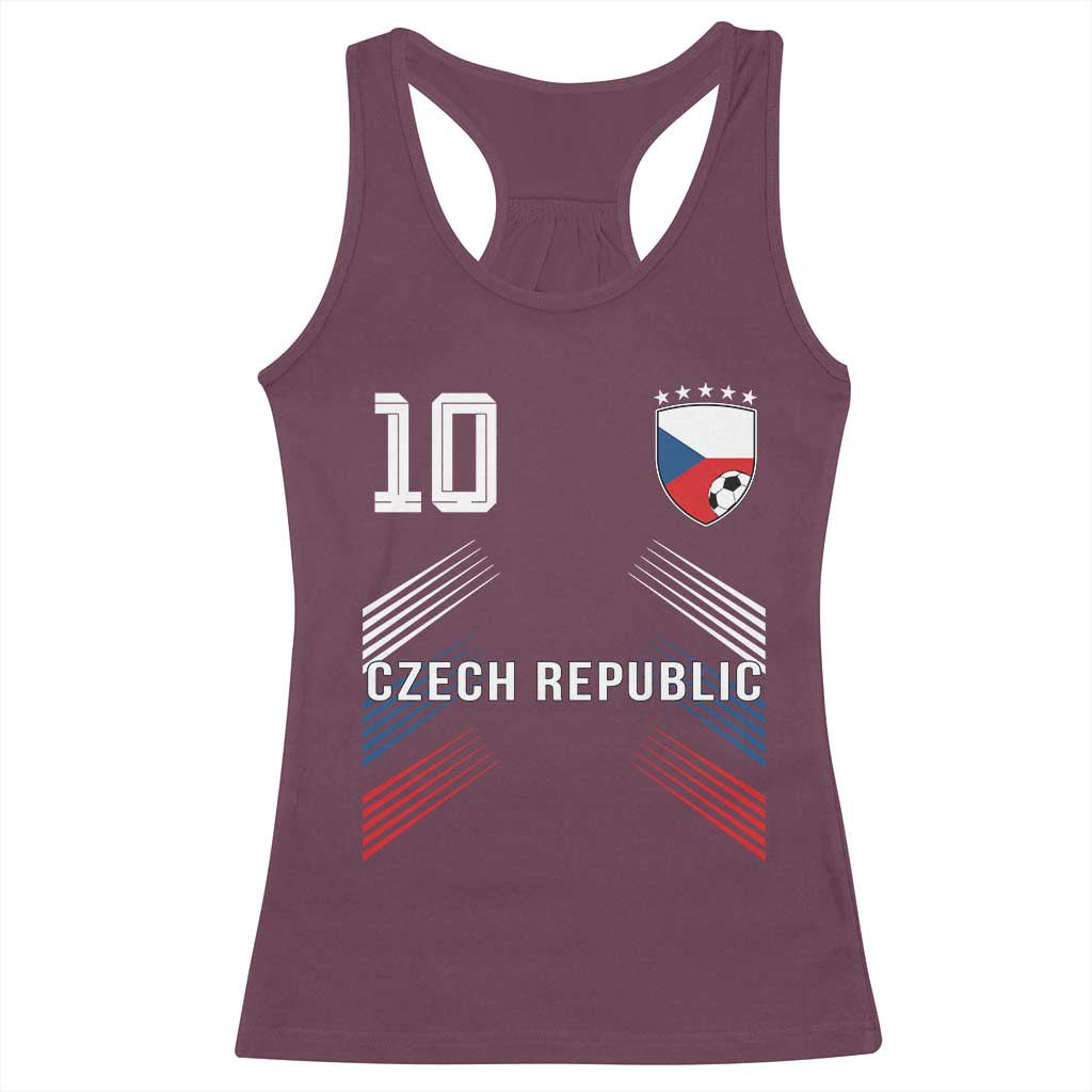 Czech Republic Soccer Sports Graphic Number 10 Jersey Style Racerback Tank Top Proud Czechia Football Fans Game Day Pride TS02 Maroon Print Your Wear