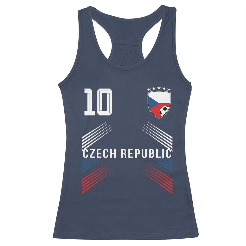 Czech Republic Soccer Sports Graphic Number 10 Jersey Style Racerback Tank Top Proud Czechia Football Fans Game Day Pride TS02 Navy Print Your Wear