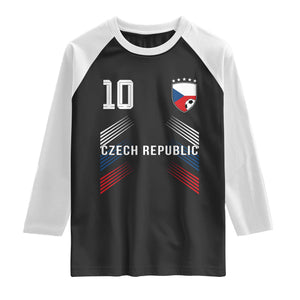 Czech Republic Soccer Sports Graphic Number 10 Jersey Style Raglan Shirt Proud Czechia Football Fans Game Day Pride TS02 Black White Print Your Wear