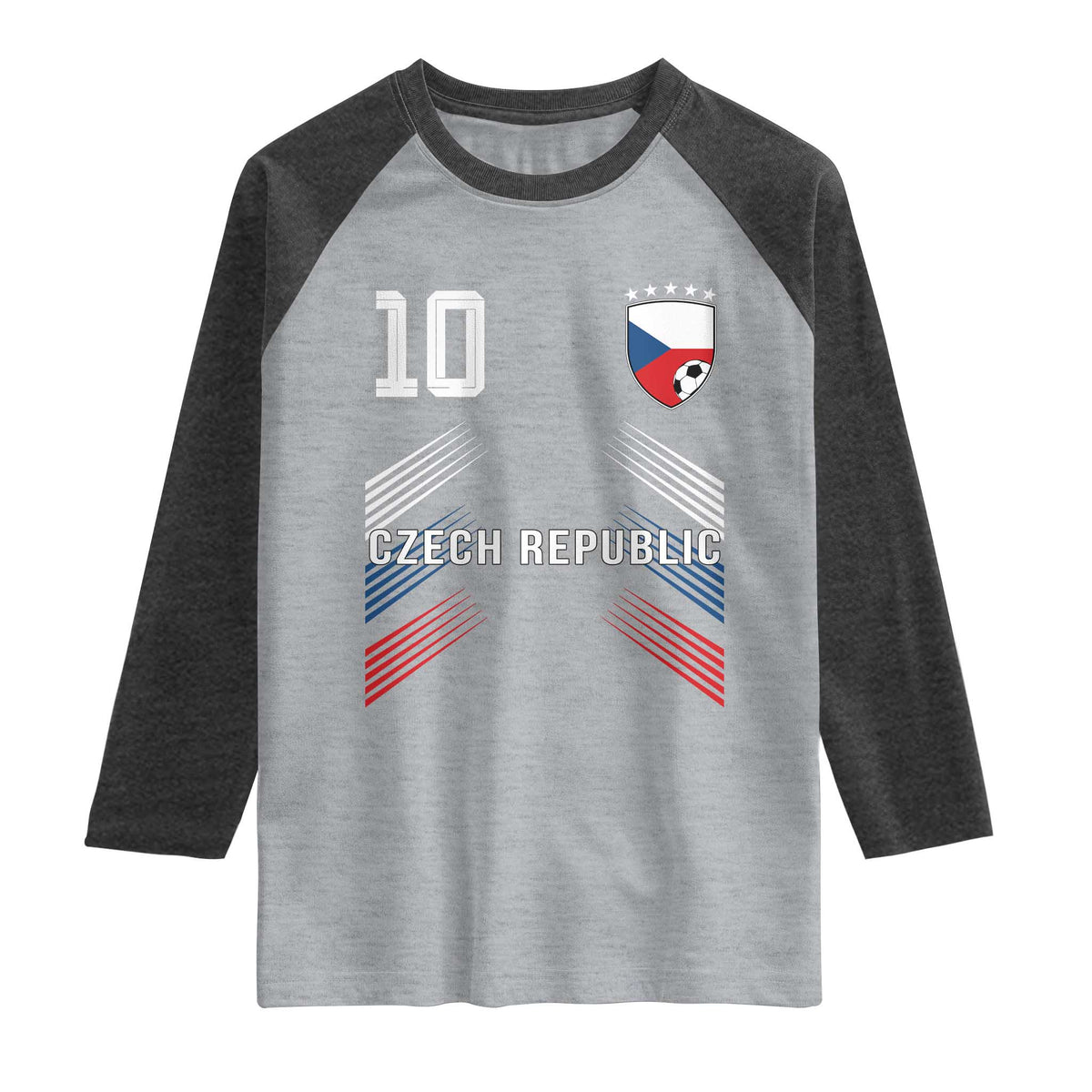 Czech Republic Soccer Sports Graphic Number 10 Jersey Style Raglan Shirt Proud Czechia Football Fans Game Day Pride TS02 Heather Gray Heather Charcoal Print Your Wear