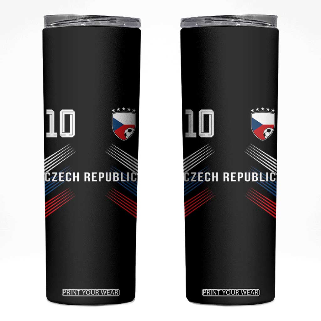 Czech Republic Soccer Sports Graphic Number 10 Jersey Style Skinny Tumbler Proud Czechia Football Fans Game Day Pride TS02 Black Print Your Wear