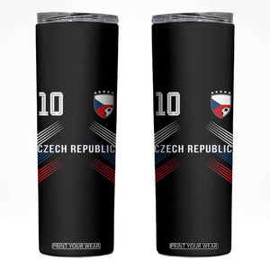Czech Republic Soccer Sports Graphic Number 10 Jersey Style Skinny Tumbler Proud Czechia Football Fans Game Day Pride TS02 Black Print Your Wear