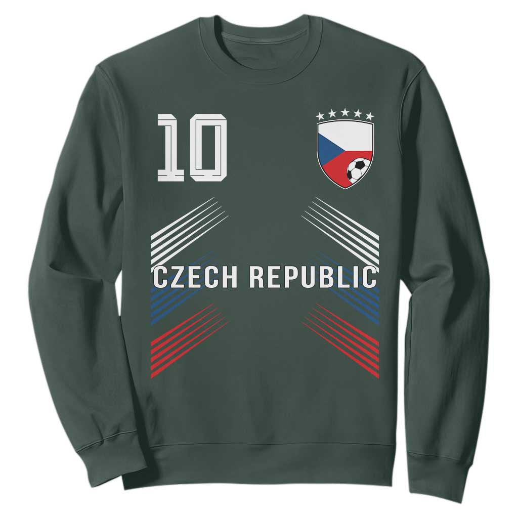 Czech Republic Soccer Sports Graphic Number 10 Jersey Style Sweatshirt Proud Czechia Football Fans Game Day Pride TS02 Dark Forest Green Print Your Wear