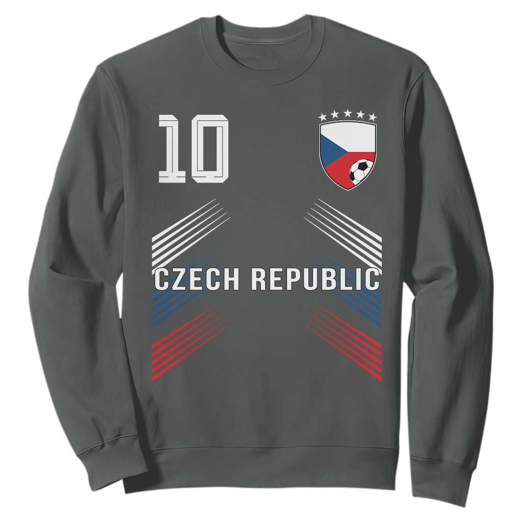Czech Republic Soccer Sports Graphic Number 10 Jersey Style Sweatshirt Proud Czechia Football Fans Game Day Pride TS02 Dark Heather Print Your Wear