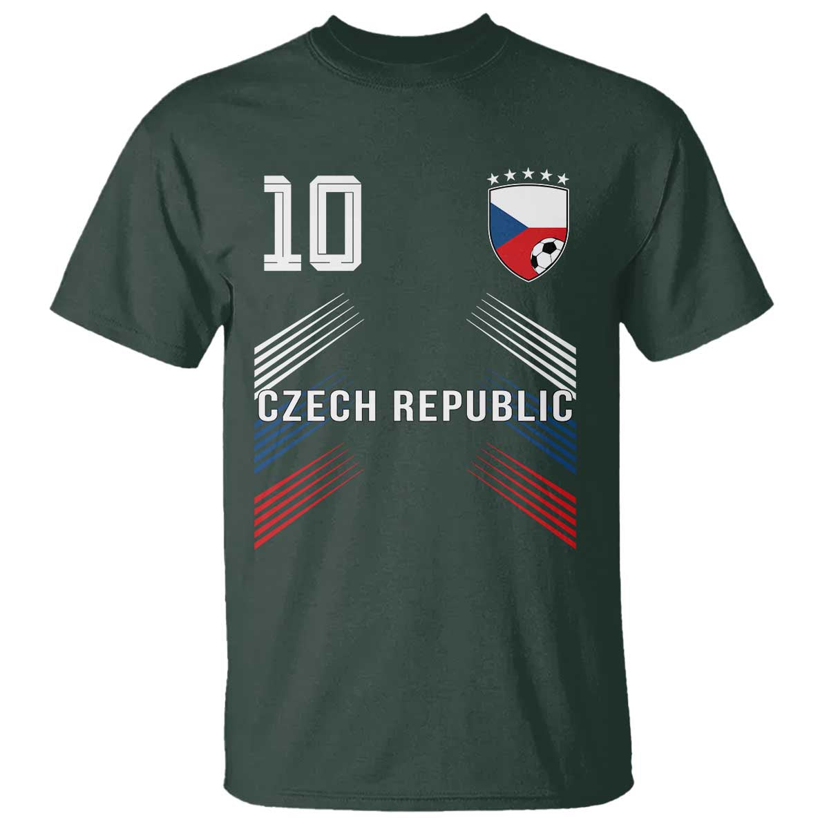 Czech Republic Soccer Sports Graphic Number 10 Jersey Style T Shirt Proud Czechia Football Fans Game Day Pride TS02 Dark Forest Green Print Your Wear