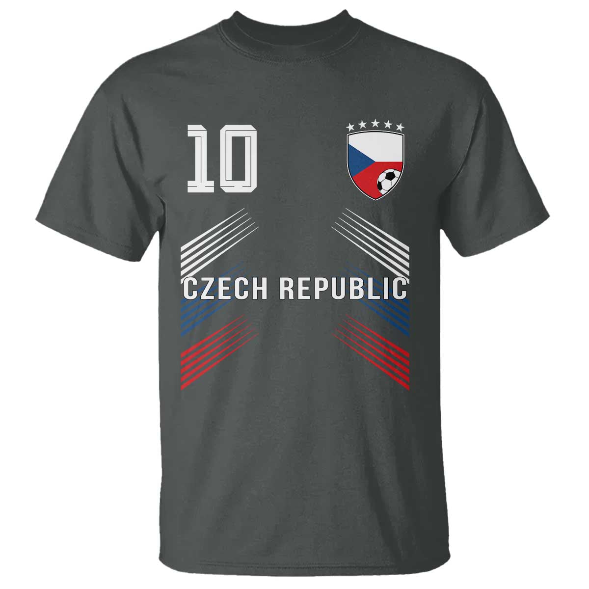 Czech Republic Soccer Sports Graphic Number 10 Jersey Style T Shirt Proud Czechia Football Fans Game Day Pride TS02 Dark Heather Print Your Wear