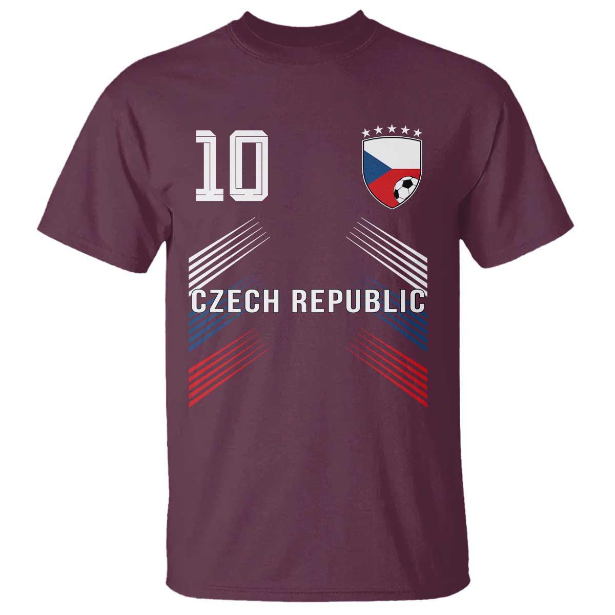 Czech Republic Soccer Sports Graphic Number 10 Jersey Style T Shirt Proud Czechia Football Fans Game Day Pride TS02 Maroon Print Your Wear