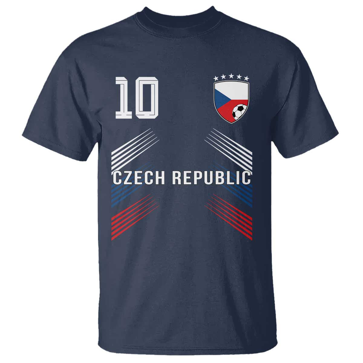 Czech Republic Soccer Sports Graphic Number 10 Jersey Style T Shirt Proud Czechia Football Fans Game Day Pride TS02 Navy Print Your Wear