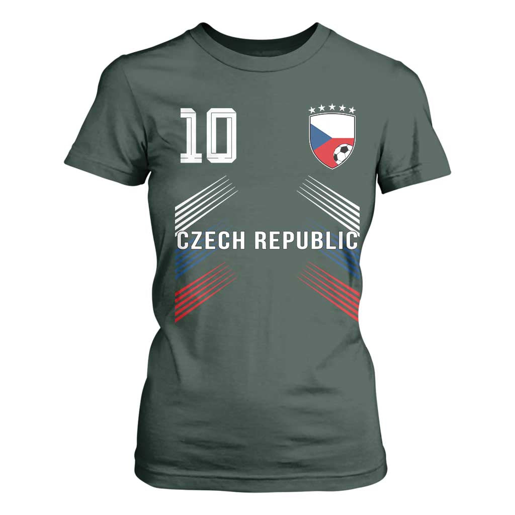 Czech Republic Soccer Sports Graphic Number 10 Jersey Style T Shirt For Women Proud Czechia Football Fans Game Day Pride TS02 Dark Forest Green Print Your Wear