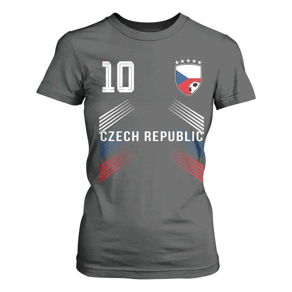 Czech Republic Soccer Sports Graphic Number 10 Jersey Style T Shirt For Women Proud Czechia Football Fans Game Day Pride TS02 Dark Heather Print Your Wear