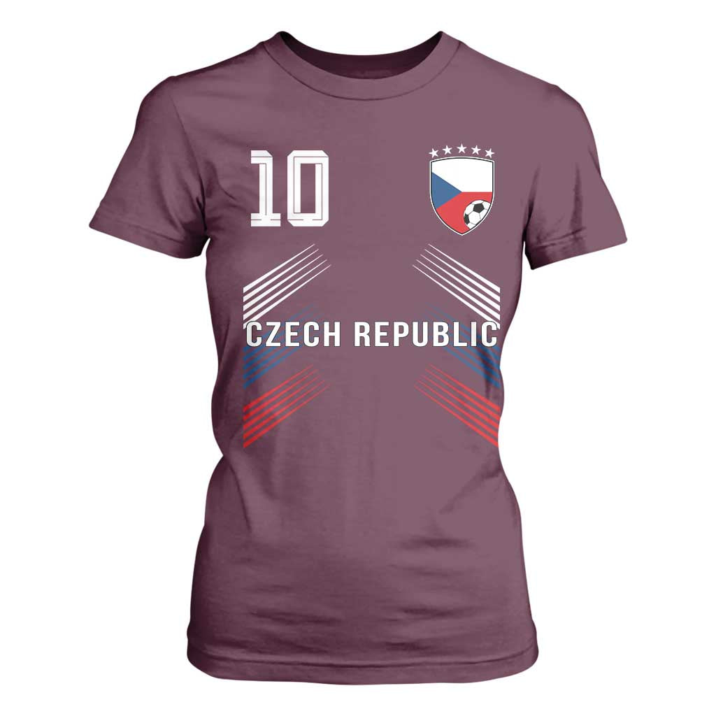 Czech Republic Soccer Sports Graphic Number 10 Jersey Style T Shirt For Women Proud Czechia Football Fans Game Day Pride TS02 Maroon Print Your Wear