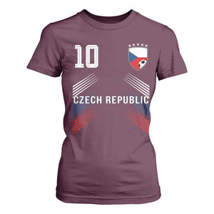 Czech Republic Soccer Sports Graphic Number 10 Jersey Style T Shirt For Women Proud Czechia Football Fans Game Day Pride TS02 Maroon Print Your Wear