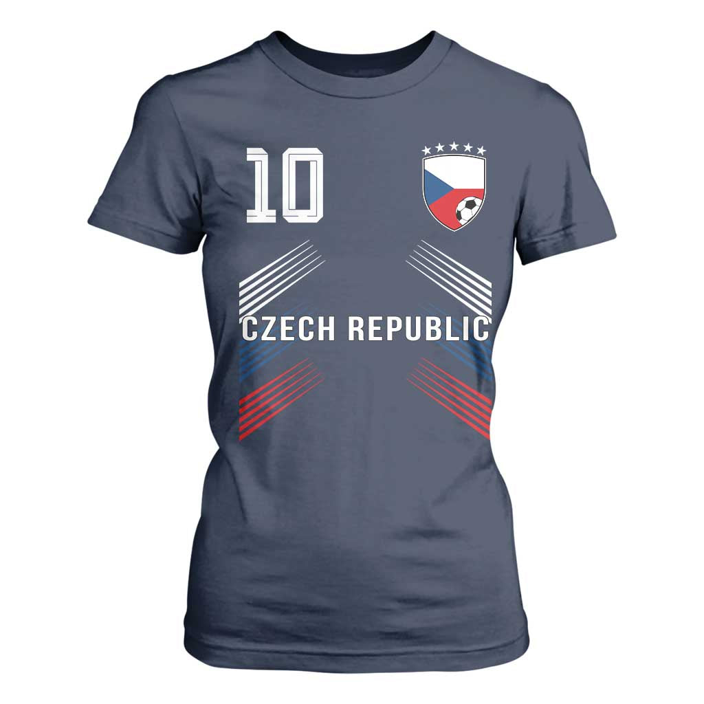 Czech Republic Soccer Sports Graphic Number 10 Jersey Style T Shirt For Women Proud Czechia Football Fans Game Day Pride TS02 Navy Print Your Wear