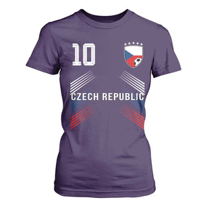 Czech Republic Soccer Sports Graphic Number 10 Jersey Style T Shirt For Women Proud Czechia Football Fans Game Day Pride TS02 Purple Print Your Wear