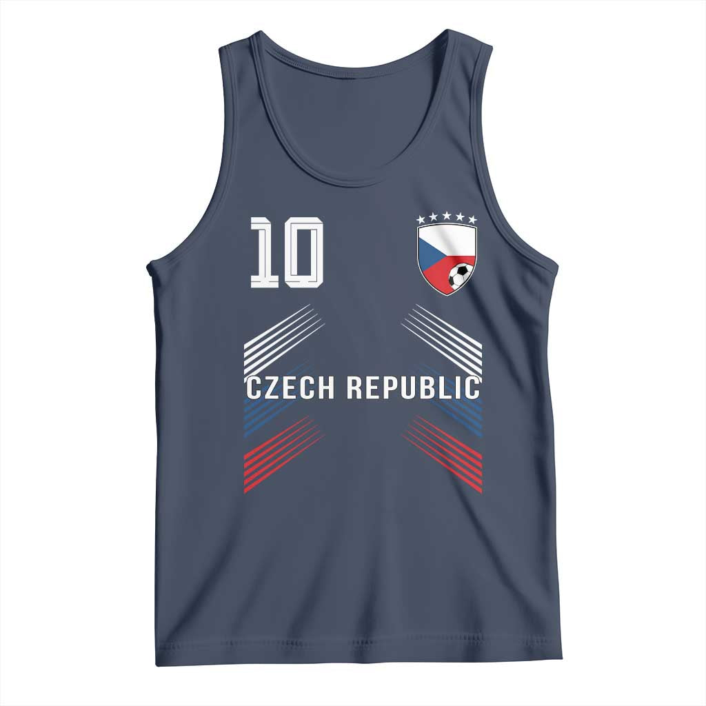 Czech Republic Soccer Sports Graphic Number 10 Jersey Style Tank Top Proud Czechia Football Fans Game Day Pride TS02 Navy Print Your Wear