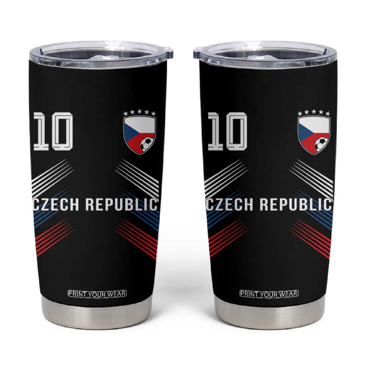 Czech Republic Soccer Sports Graphic Number 10 Jersey Style Tumbler Cup Proud Czechia Football Fans Game Day Pride TS02 Black Print Your Wear