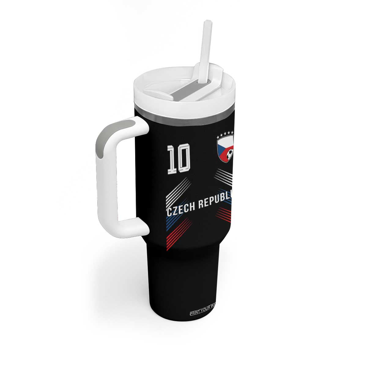 Czech Republic Soccer Sports Graphic Number 10 Jersey Style Tumbler With Handle Proud Czechia Football Fans Game Day Pride TS02 Print Your Wear