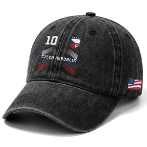 Czech Republic Soccer Sports Graphic Number 10 Jersey Style Washed Cotton Baseball Cap Proud Czechia Football Fans Game Day Pride TS02 Print Your Wear