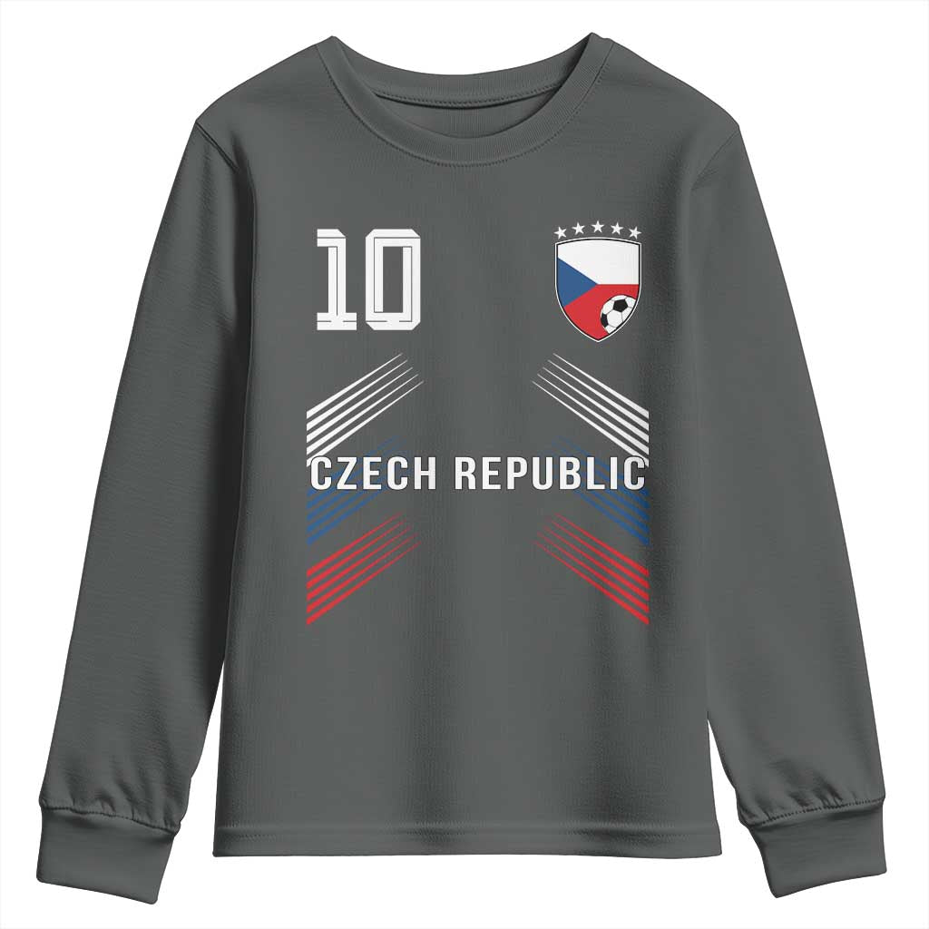 Czech Republic Soccer Sports Graphic Number 10 Jersey Style Youth Sweatshirt Proud Czechia Football Fans Game Day Pride TS02 Dark Heather Print Your Wear