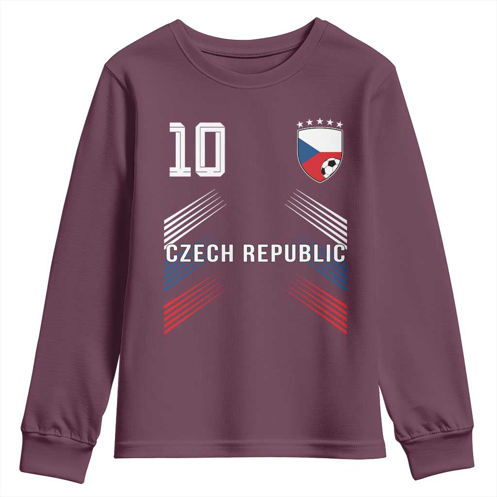 Czech Republic Soccer Sports Graphic Number 10 Jersey Style Youth Sweatshirt Proud Czechia Football Fans Game Day Pride TS02 Maroon Print Your Wear