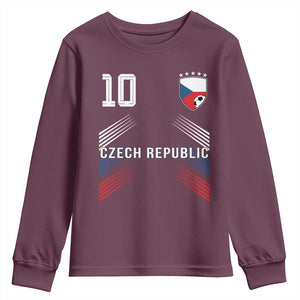 Czech Republic Soccer Sports Graphic Number 10 Jersey Style Youth Sweatshirt Proud Czechia Football Fans Game Day Pride TS02 Maroon Print Your Wear