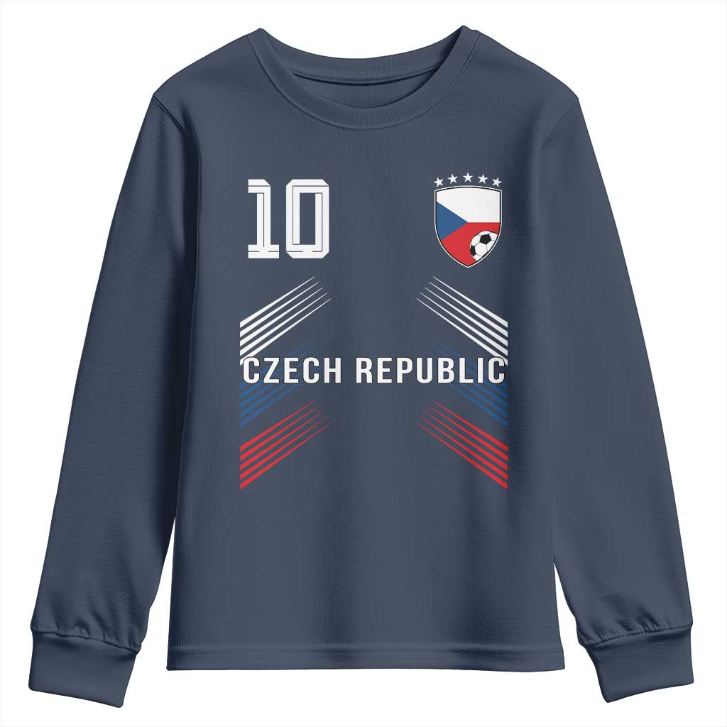 Czech Republic Soccer Sports Graphic Number 10 Jersey Style Youth Sweatshirt Proud Czechia Football Fans Game Day Pride TS02 Navy Print Your Wear