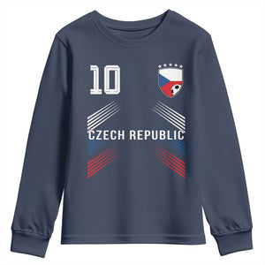 Czech Republic Soccer Sports Graphic Number 10 Jersey Style Youth Sweatshirt Proud Czechia Football Fans Game Day Pride TS02 Navy Print Your Wear