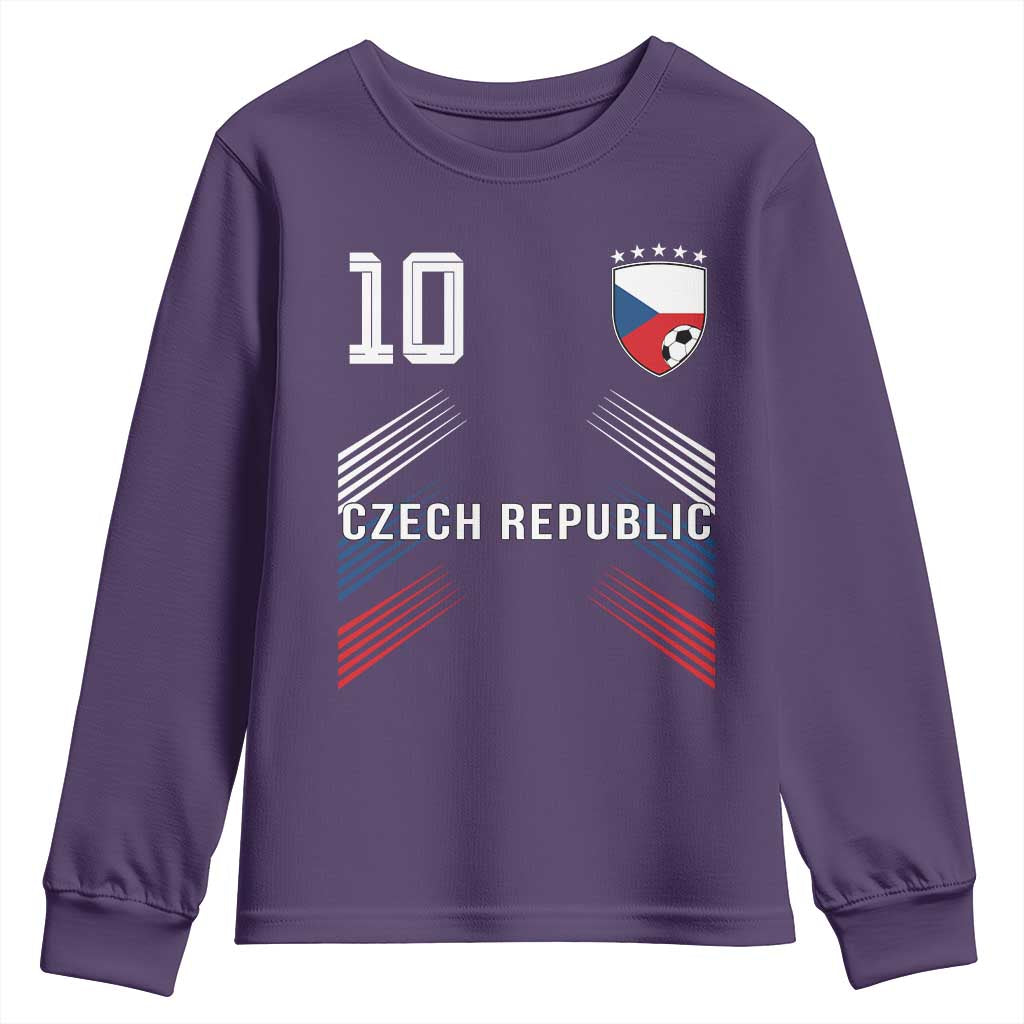 Czech Republic Soccer Sports Graphic Number 10 Jersey Style Youth Sweatshirt Proud Czechia Football Fans Game Day Pride TS02 Purple Print Your Wear