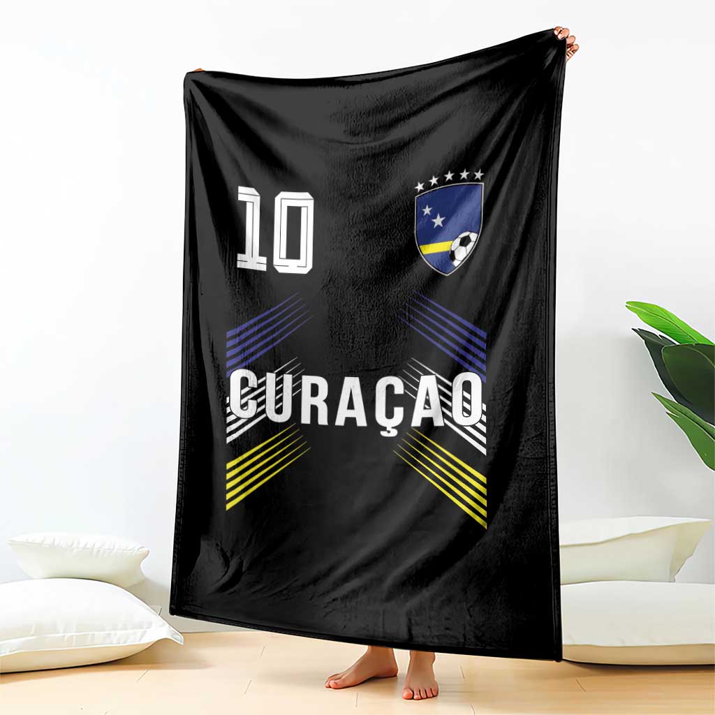 Curacao Soccer Sports Graphic Number 10 Jersey Style Throw Blanket Proud Curaçaoans Football Fans Game Day Pride TS02 Print Your Wear