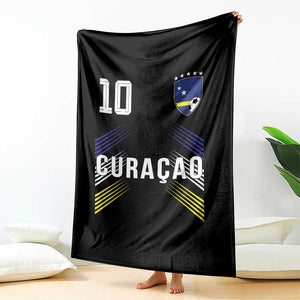 Curacao Soccer Sports Graphic Number 10 Jersey Style Throw Blanket Proud Curaçaoans Football Fans Game Day Pride TS02 Print Your Wear