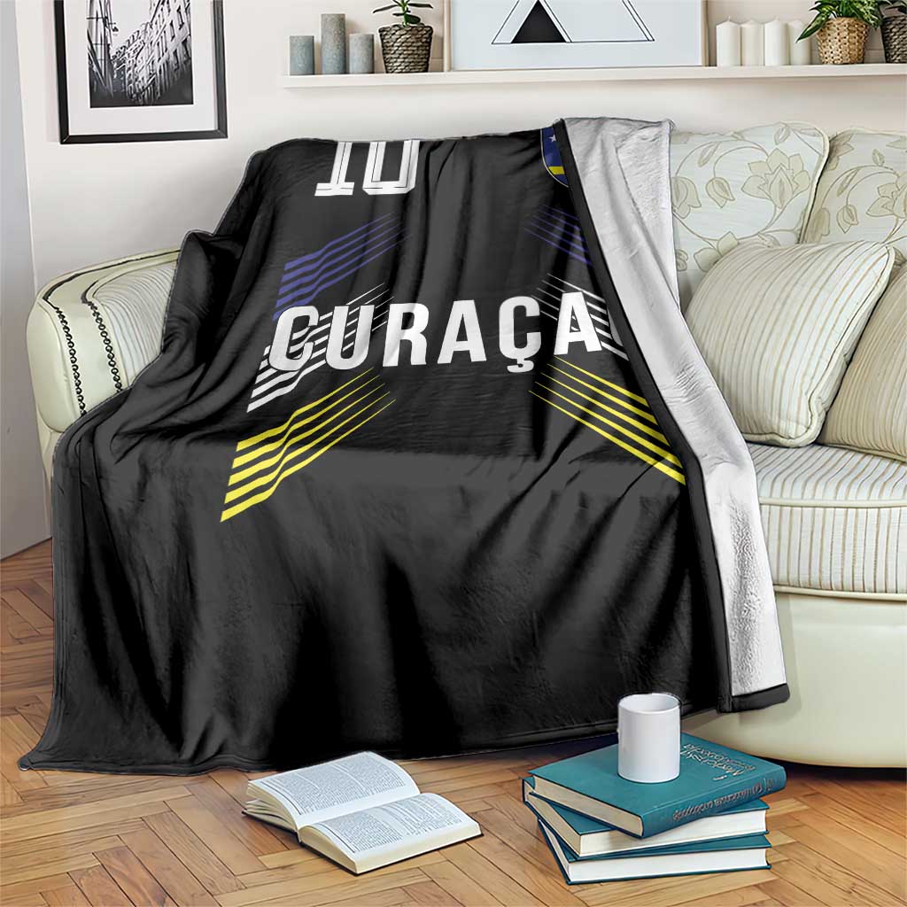 Curacao Soccer Sports Graphic Number 10 Jersey Style Throw Blanket Proud Curaçaoans Football Fans Game Day Pride TS02 Print Your Wear