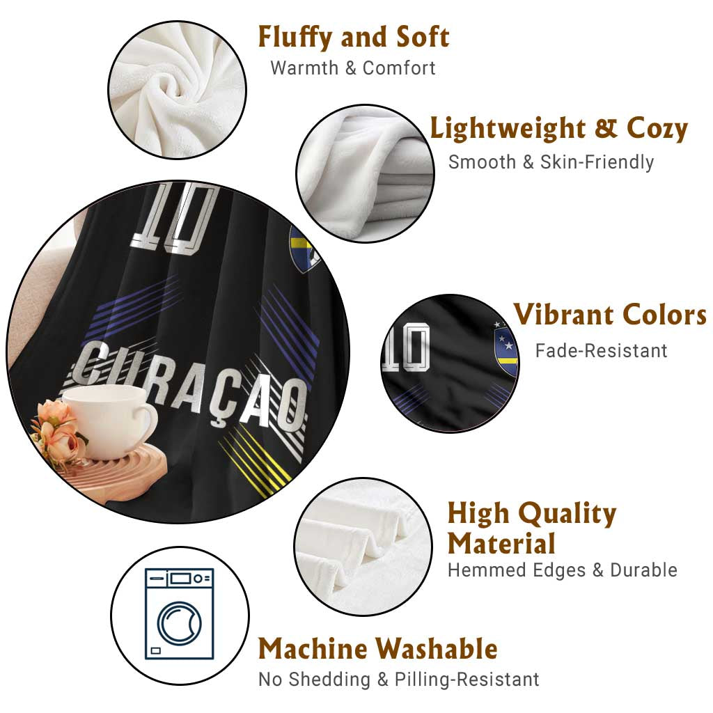 Curacao Soccer Sports Graphic Number 10 Jersey Style Throw Blanket Proud Curaçaoans Football Fans Game Day Pride TS02 Print Your Wear