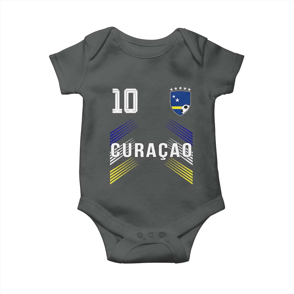 Curacao Soccer Sports Graphic Number 10 Jersey Style Baby Onesie Proud Curaçaoans Football Fans Game Day Pride TS02 Dark Heather Print Your Wear