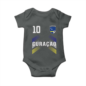 Curacao Soccer Sports Graphic Number 10 Jersey Style Baby Onesie Proud Curaçaoans Football Fans Game Day Pride TS02 Dark Heather Print Your Wear