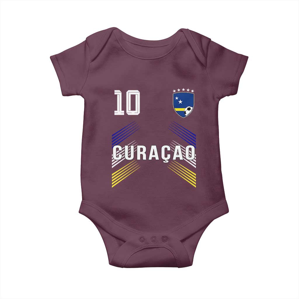 Curacao Soccer Sports Graphic Number 10 Jersey Style Baby Onesie Proud Curaçaoans Football Fans Game Day Pride TS02 Maroon Print Your Wear