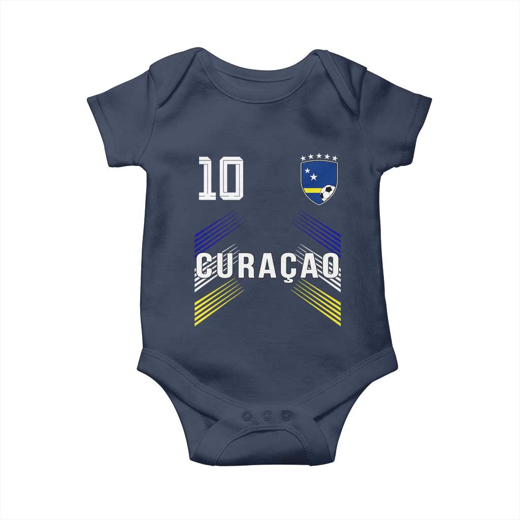 Curacao Soccer Sports Graphic Number 10 Jersey Style Baby Onesie Proud Curaçaoans Football Fans Game Day Pride TS02 Navy Print Your Wear