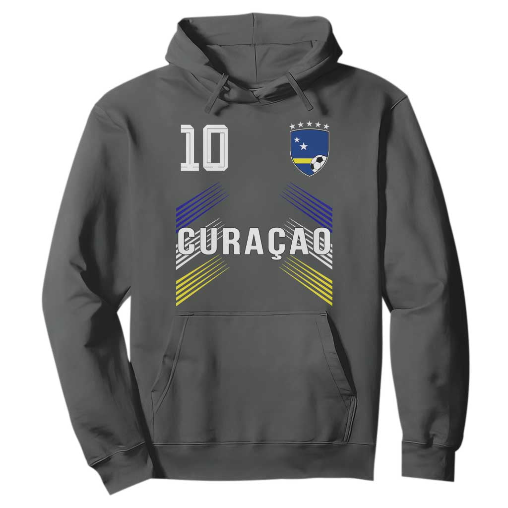 Curacao Soccer Sports Graphic Number 10 Jersey Style Hoodie Proud Curaçaoans Football Fans Game Day Pride TS02 Dark Heather Print Your Wear