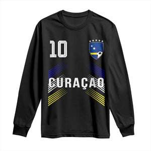 Curacao Soccer Sports Graphic Number 10 Jersey Style Long Sleeve Shirt Proud Curaçaoans Football Fans Game Day Pride TS02 Black Print Your Wear