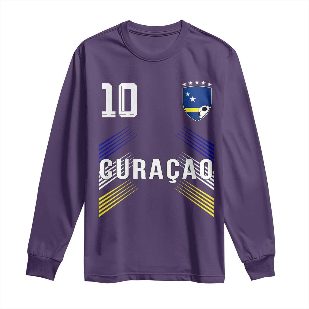 Curacao Soccer Sports Graphic Number 10 Jersey Style Long Sleeve Shirt Proud Curaçaoans Football Fans Game Day Pride TS02 Purple Print Your Wear