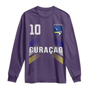 Curacao Soccer Sports Graphic Number 10 Jersey Style Long Sleeve Shirt Proud Curaçaoans Football Fans Game Day Pride TS02 Purple Print Your Wear