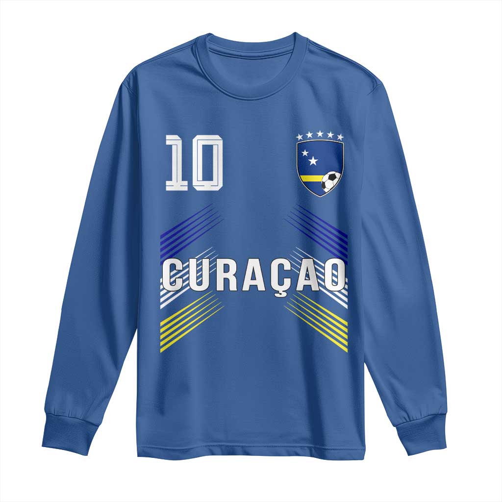Curacao Soccer Sports Graphic Number 10 Jersey Style Long Sleeve Shirt Proud Curaçaoans Football Fans Game Day Pride TS02 Royal Blue Print Your Wear