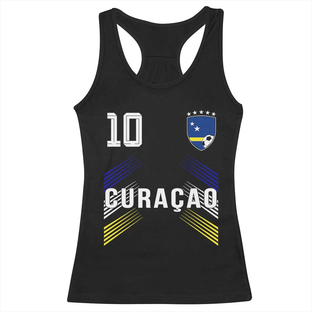 Curacao Soccer Sports Graphic Number 10 Jersey Style Racerback Tank Top Proud Curaçaoans Football Fans Game Day Pride TS02 Black Print Your Wear